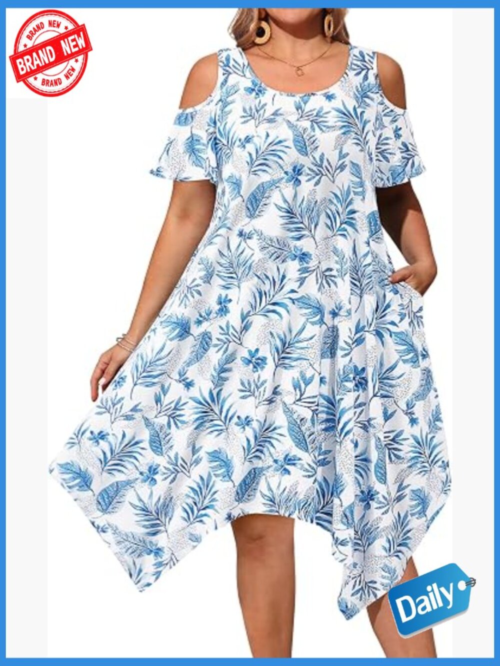 Plus Size Cold Shoulder Sundress with Pockets